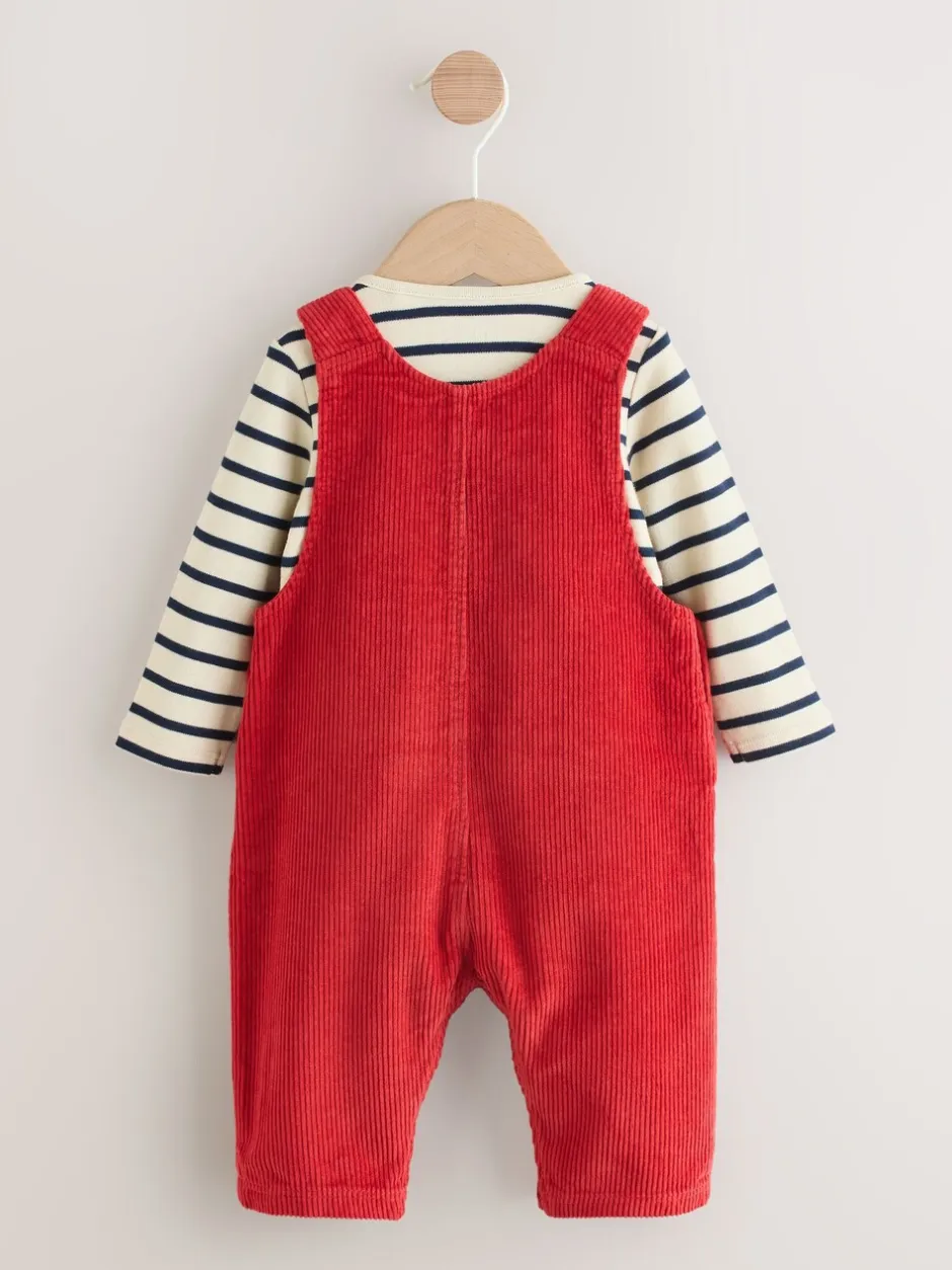 Rompertjes En Tuinbroeken|Sets En Outfits|Next Rood - Corduroy bretelbroeken en Bodysuit set (0mnd-2jr)