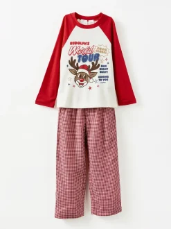 Pyjama's*Cotton On - Adult Matching Family Christmas Raglan Long Sleeve Pyjamas Set Rood