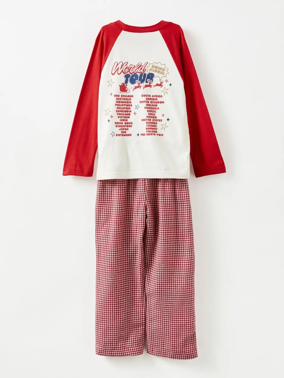 Pyjama's*Cotton On - Adult Matching Family Christmas Raglan Long Sleeve Pyjamas Set Rood