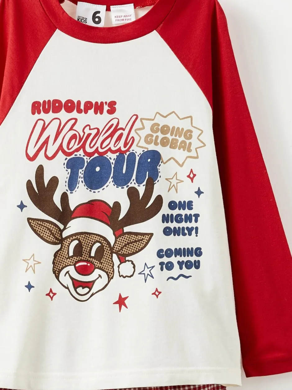 Pyjama's*Cotton On - Adult Matching Family Christmas Raglan Long Sleeve Pyjamas Set Rood