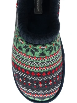 Pantoffels|Dunlop - heren pantoffelmuiltjes met Fairisle-patroon en warme voering Rood