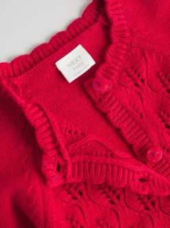 Sets En Combisets|Truien En Breisels*Next - Gebreide vestset met strik en ruches (0mnd-3jr) Rood