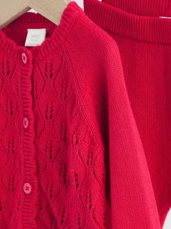 Sets En Combisets|Truien En Breisels*Next - Gebreide vestset met strik en ruches (0mnd-3jr) Rood