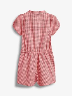 Jumpsuits En Playsuits|Next - Geruit schoolspeelpakje met rits aan de voorzijde en hoog aandeel katoen (3 - 14 jr) Rood