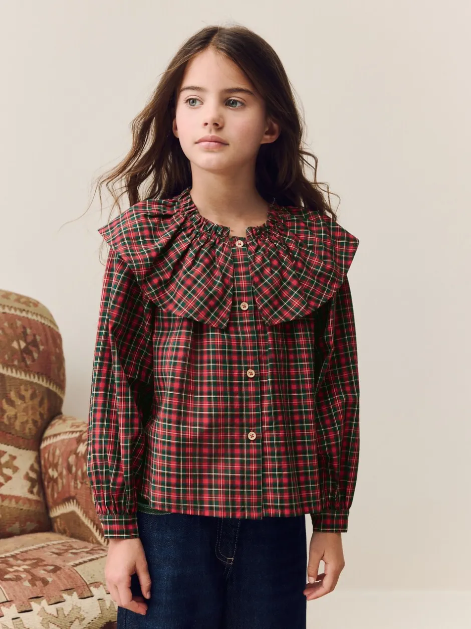 Overhemden En Blouses*Next Rood - Geruite blouse met ruches aan de kraag (3-16jaar)