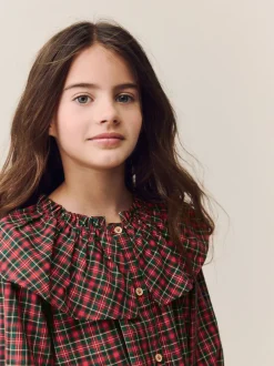 Overhemden En Blouses*Next Rood - Geruite blouse met ruches aan de kraag (3-16jaar)