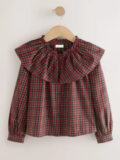 Overhemden En Blouses*Next Rood - Geruite blouse met ruches aan de kraag (3-16jaar)