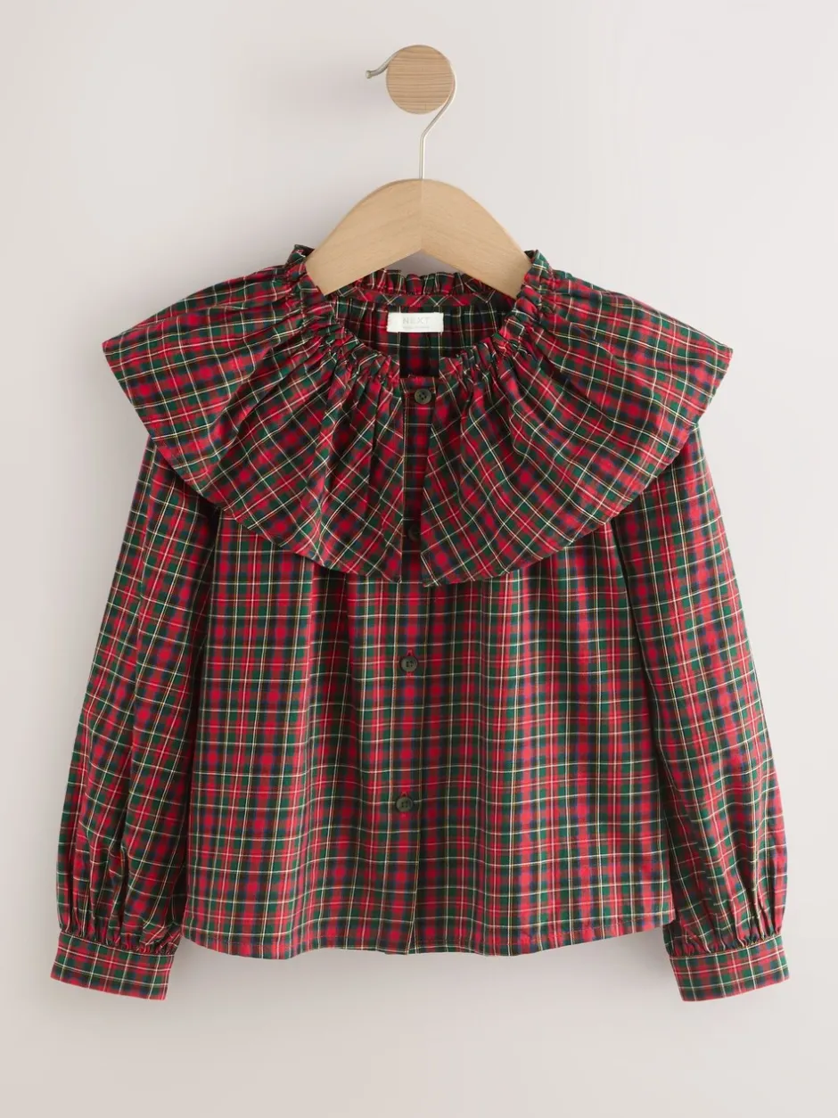 Overhemden En Blouses*Next Rood - Geruite blouse met ruches aan de kraag (3-16jaar)
