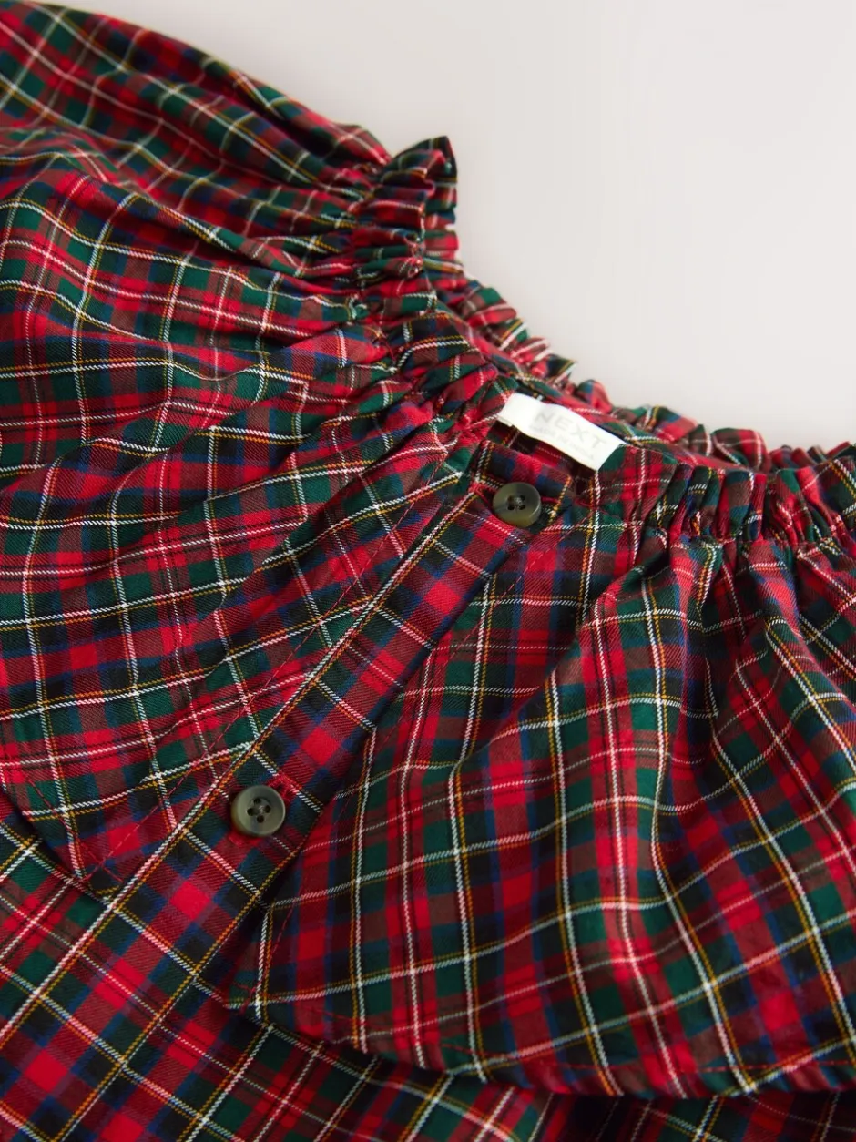 Overhemden En Blouses*Next Rood - Geruite blouse met ruches aan de kraag (3-16jaar)