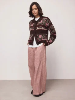 Broeken|Next - Gingham Wide Leg Trousers Rood