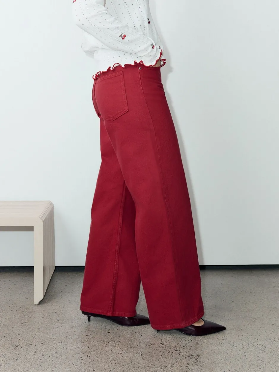 Jeans|Next Rood - Jeans met wijde pijpen