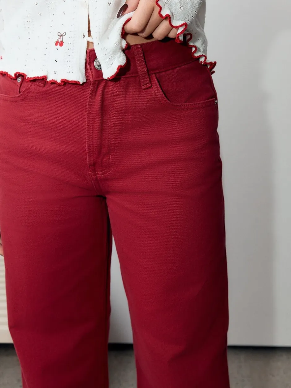Jeans|Next Rood - Jeans met wijde pijpen