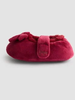 Pantoffels|Jojo Maman Bébé - Velvet Bow Ballet Pump Slippers Rood