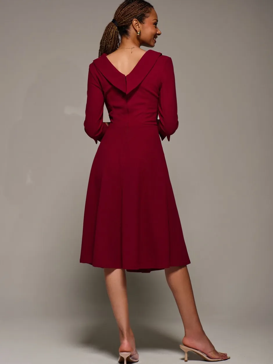 Gelegenheidskleding|Jurken*Jolie Moi - Roll Neck Fit & Flare Midi Dress Rood