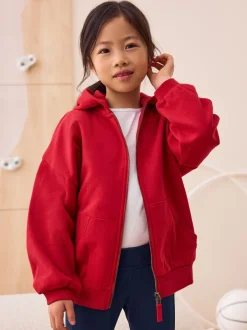 Schoolkleding|Sweaters En Hoody´S*Next - Katoenrijke sporthoodie met ritssluiting (3-16 jr) Rood
