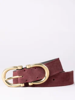 Ceintuurs|Lakeland Leather - Bowness Suède Riem met Dubbele Gesp Rood