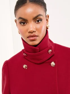 Jassen En Jacks|Lipsy - - Maxi-jas met opstaande kraag Rood