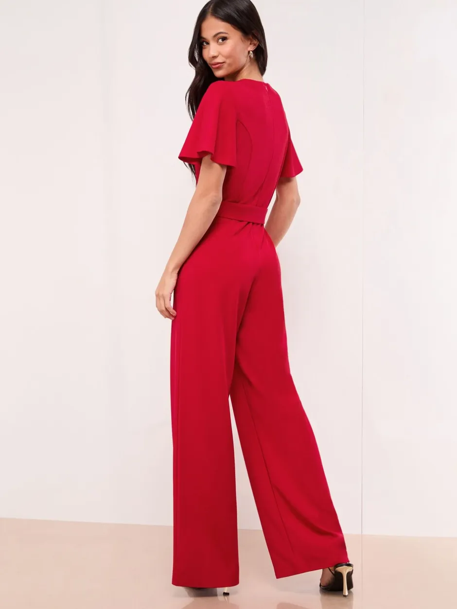 Jumpsuits En Playsuits|Gelegenheidskleding*Lipsy - Hardware Belted Short Sleeve Jumpsuit Rood