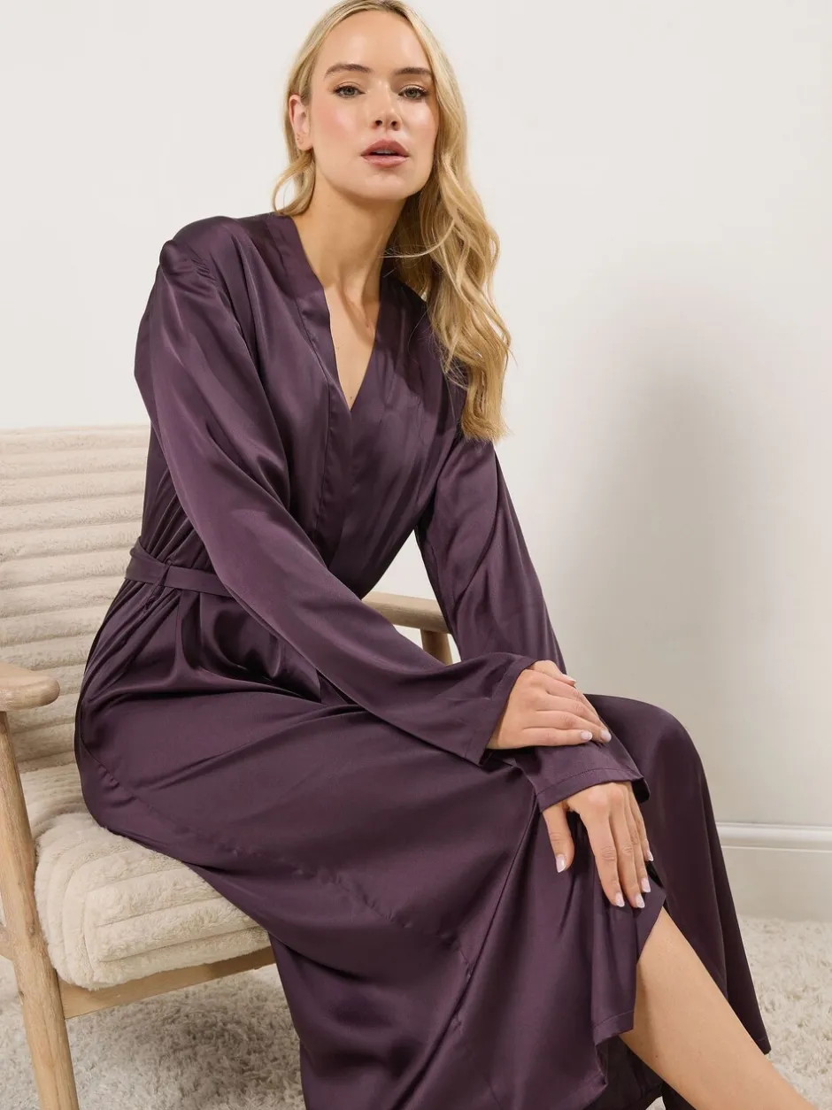 Badjassen*Long Tall Sally - Satin Maxi Robe Rood