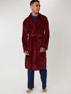 Kamerjassen En Badjassen*Loungeable - wafelstof fleece kamerjas met sjaalkraag Rood