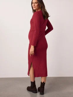 Moederschap|Next - Maternity Long Sleeve Nursing Shelf Dress Rood