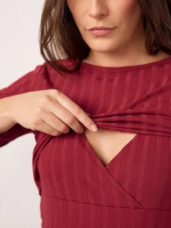 Moederschap|Next - Maternity Long Sleeve Nursing Shelf Dress Rood