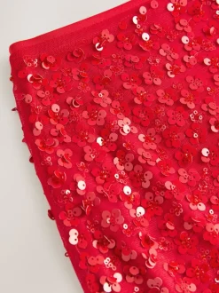 Rokken|Next Rood - Mini-rok met lovertjes