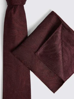 Stropdassen En Pochets|MOSS Rood - Bruiloft Paisley Stropdas