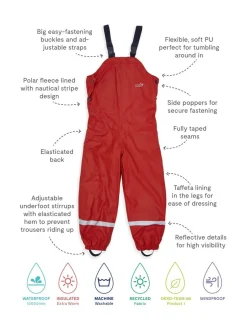 Tuinbroeken|Jumpsuits En Playsuits*Muddy Puddles - waterdichte geïsoleerde Puddleflex bretelbroek Rood