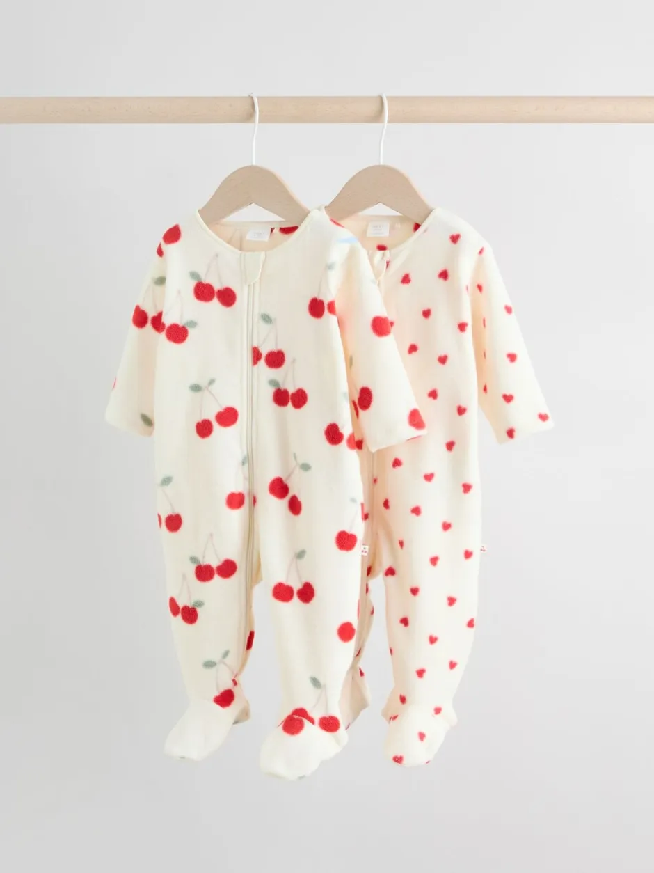 Babypakjes En Babypyjama's|Next - Set van 2 microfleece babypyjama's met tweewegrits Rood
