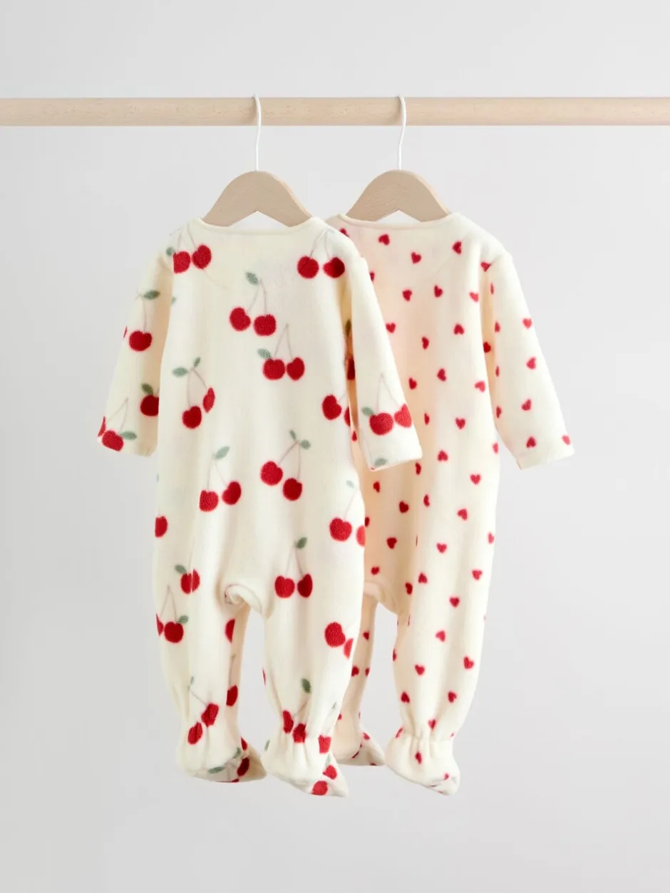 Babypakjes En Babypyjama's|Next - Set van 2 microfleece babypyjama's met tweewegrits Rood