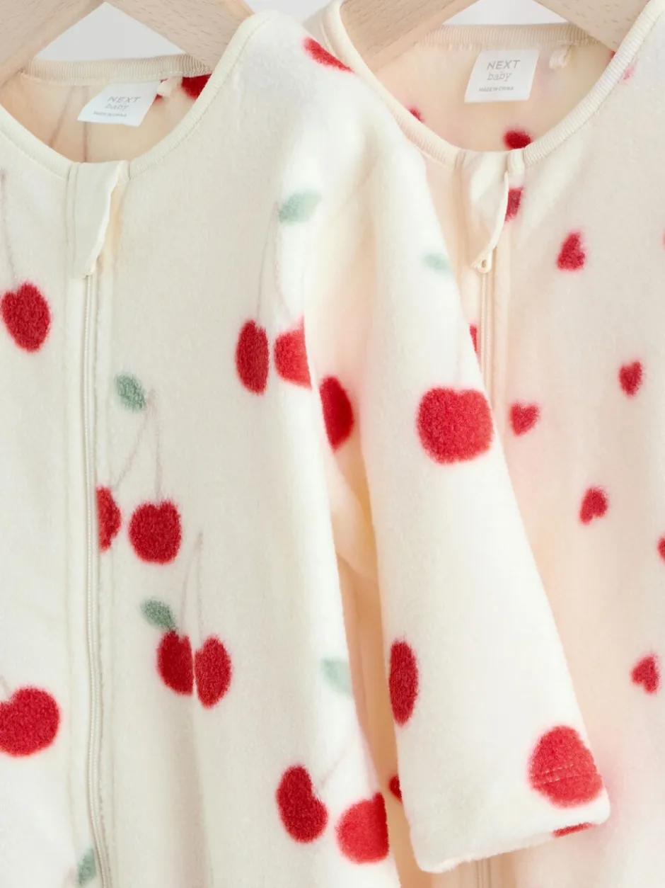 Babypakjes En Babypyjama's|Next - Set van 2 microfleece babypyjama's met tweewegrits Rood