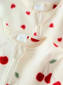 Babypakjes En Babypyjama's|Next - Set van 2 microfleece babypyjama's met tweewegrits Rood