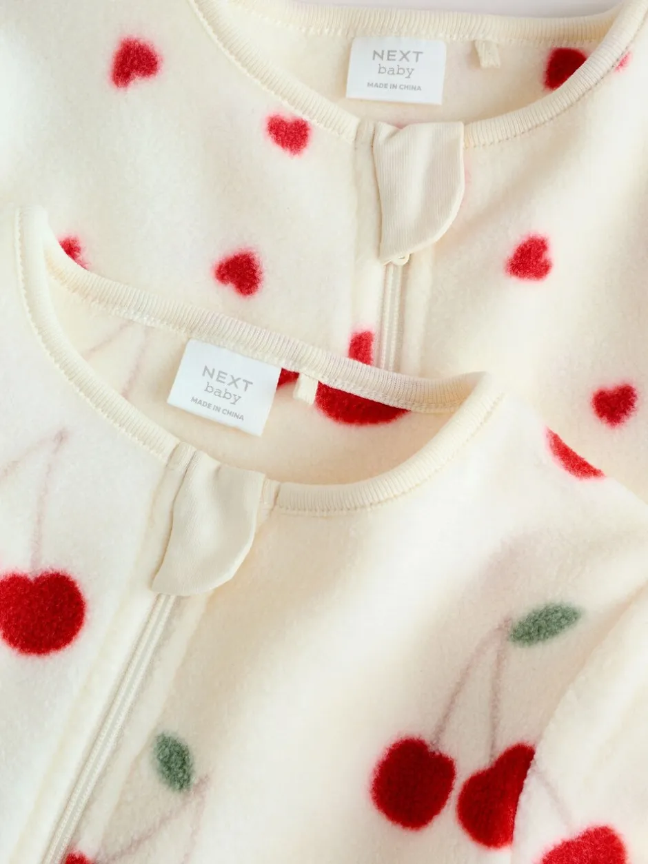 Babypakjes En Babypyjama's|Next - Set van 2 microfleece babypyjama's met tweewegrits Rood