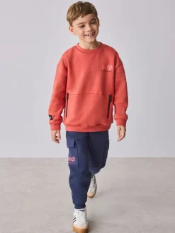 Joggingbroeken|Sweaters En Hoody´S|Baker by Ted Baker - set van sweatshirt en cargojoggingbroek Rood