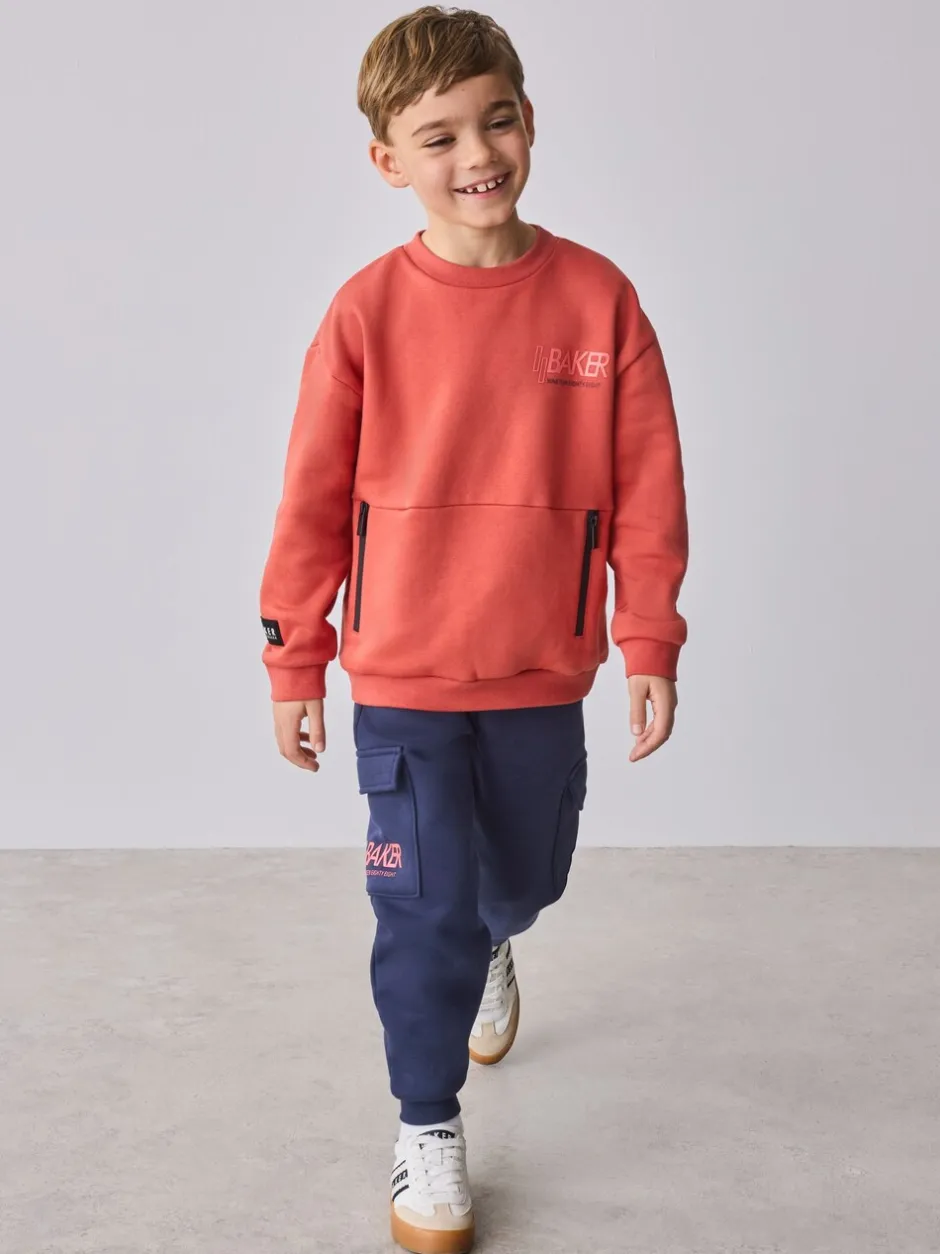 Joggingbroeken|Sweaters En Hoody´S|Baker by Ted Baker - set van sweatshirt en cargojoggingbroek Rood