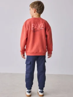 Joggingbroeken|Sweaters En Hoody´S|Baker by Ted Baker - set van sweatshirt en cargojoggingbroek Rood