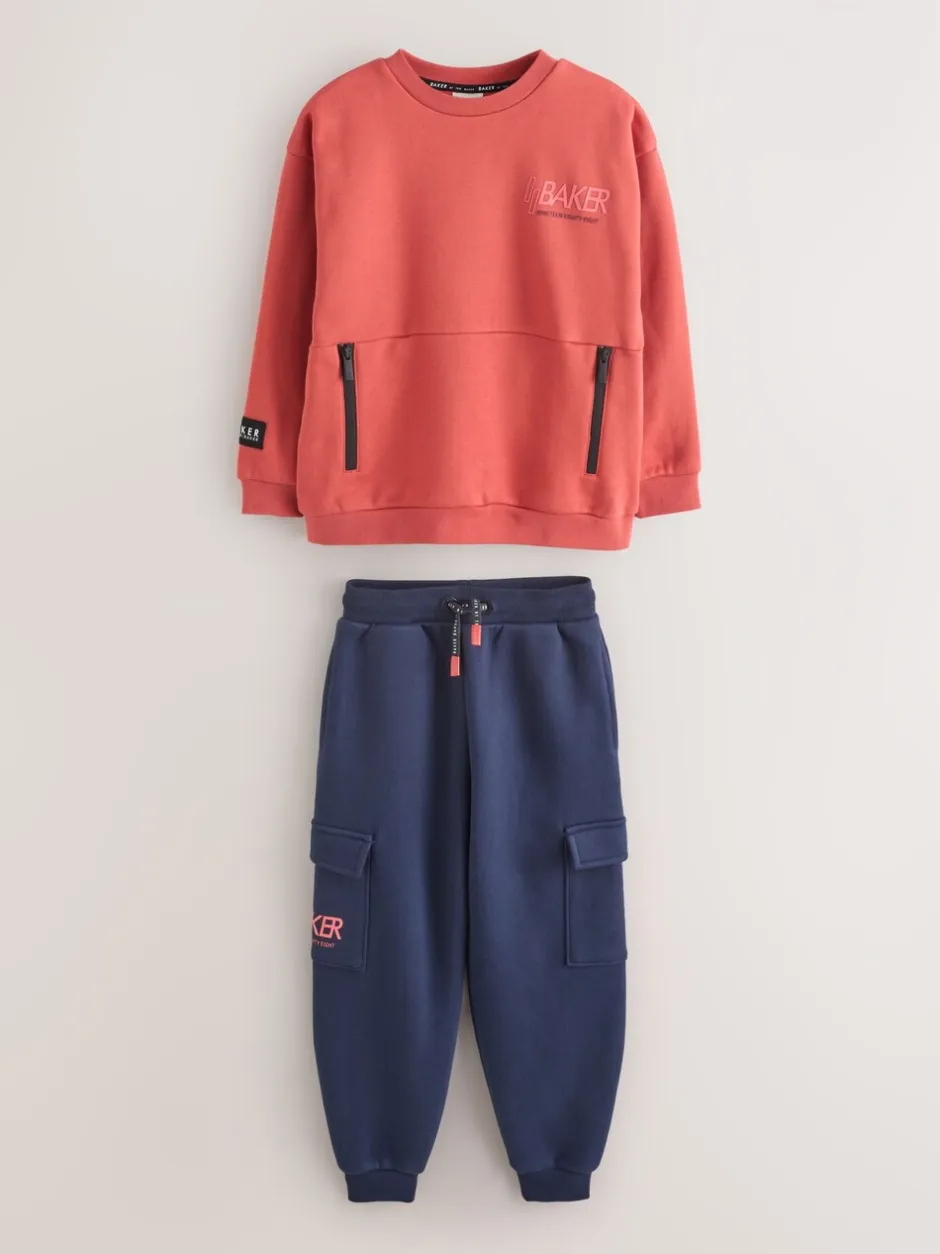 Joggingbroeken|Sweaters En Hoody´S|Baker by Ted Baker - set van sweatshirt en cargojoggingbroek Rood