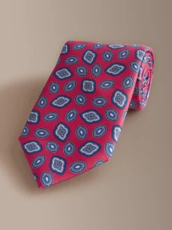 Stropdassen En Pochets*Next Rood - Signature Silk Italian Geometric Tie