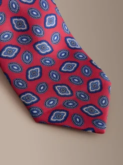 Stropdassen En Pochets*Next Rood - Signature Silk Italian Geometric Tie
