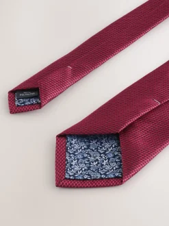 Stropdassen En Pochets|Next Rood - Stropdas met textuur en dasspeld