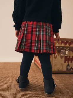 Shorts En Rokken|Next Rood - Tartan Bow Skirt with Navy Tights (3mths-7yrs)