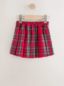 Shorts En Rokken|Next Rood - Tartan Bow Skirt with Navy Tights (3mths-7yrs)
