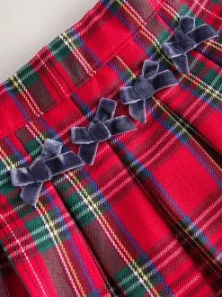 Shorts En Rokken|Next Rood - Tartan Bow Skirt with Navy Tights (3mths-7yrs)