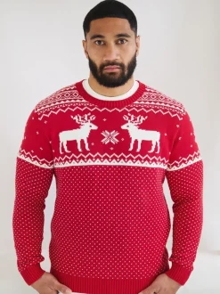 Gebreide Kleding*The Little Tailor - kersttrui met rendierfairislepatroon Rood