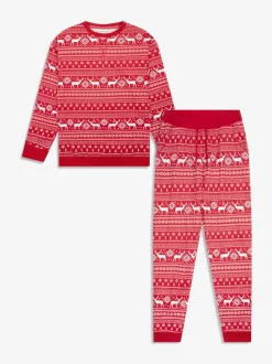 Pyjama's|Loungewear|The Little Tailor - kerstpyjama met rendier Rood