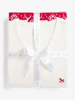 Pyjama's|The Little Tailor - kerstpyjama voor heren met rendier en fairisle-patroon Rood