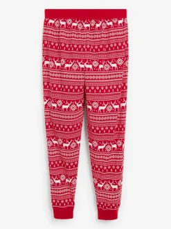 Pyjama's|The Little Tailor - kerstpyjama voor heren met rendier en fairisle-patroon Rood