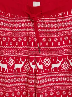 Pyjama's|The Little Tailor - kerstpyjama voor heren met rendier en fairisle-patroon Rood
