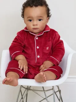 Rompertjes En Tuinbroeken*The Little Tailor - luxe kerst onesie-romper van zacht velours voor baby's Rood